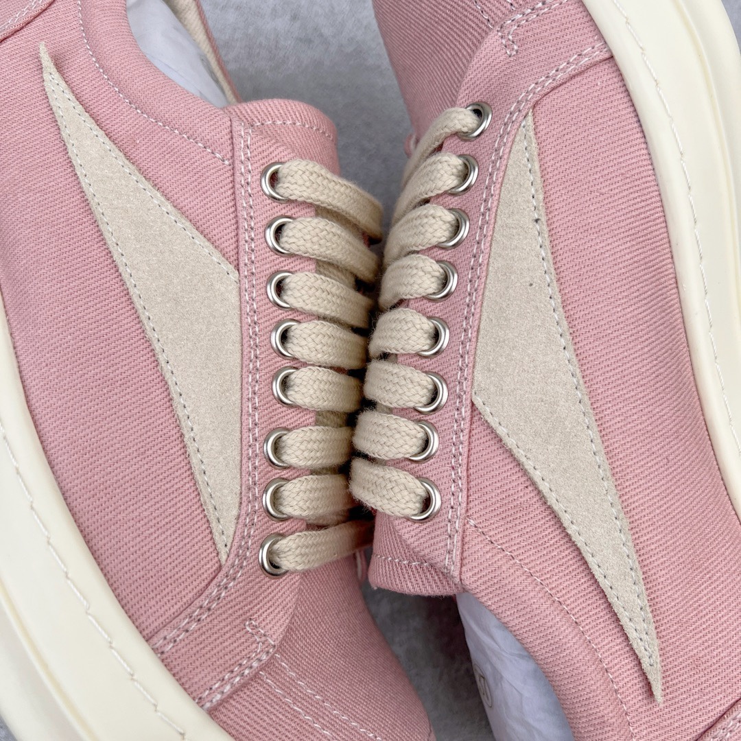 RICK OWENS DRKSHDW RO 圆头 低筒  板鞋 休闲鞋 波鞋 男鞋 女鞋 帆布 粉色 帆布 DU01C6803DQLVS-6381