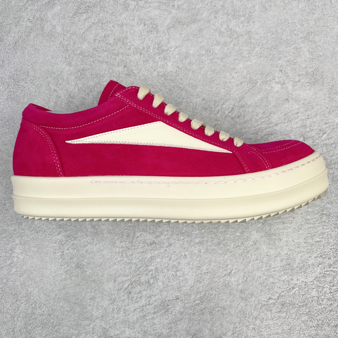 RICK OWENS DRKSHDW RO 圆头 低筒  板鞋 休闲鞋 波鞋 男鞋 女鞋 帆布 玫红色 麂皮 RU01C4897LVSLPO-1311