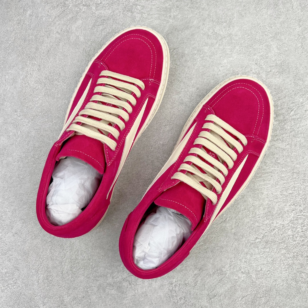 RICK OWENS DRKSHDW RO 圆头 低筒  板鞋 休闲鞋 波鞋 男鞋 女鞋 帆布 玫红色 麂皮 RU01C4897LVSLPO-1311