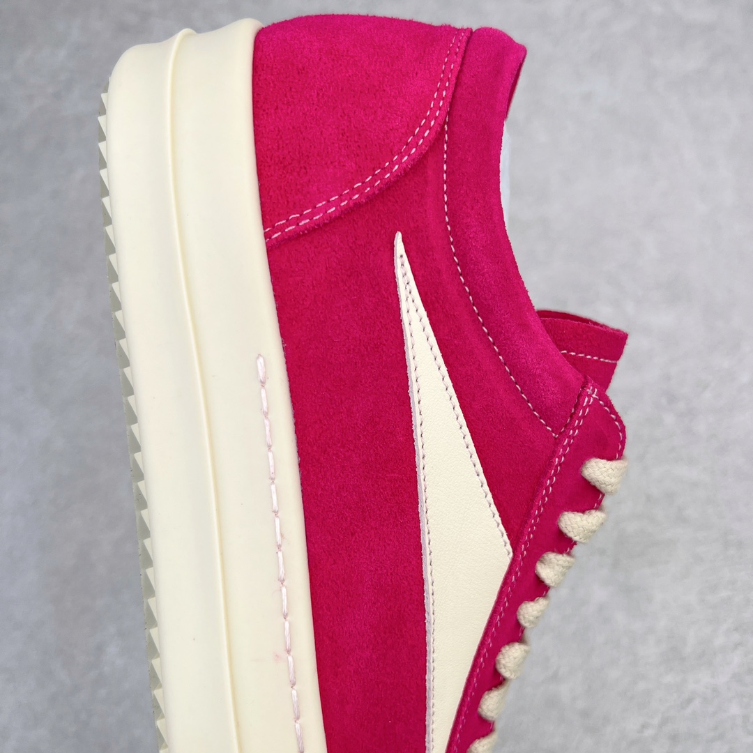 RICK OWENS DRKSHDW RO 圆头 低筒  板鞋 休闲鞋 波鞋 男鞋 女鞋 帆布 玫红色 麂皮 RU01C4897LVSLPO-1311