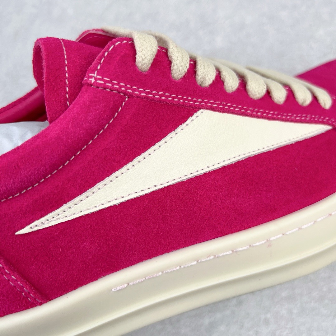 RICK OWENS DRKSHDW RO 圆头 低筒  板鞋 休闲鞋 波鞋 男鞋 女鞋 帆布 玫红色 麂皮 RU01C4897LVSLPO-1311