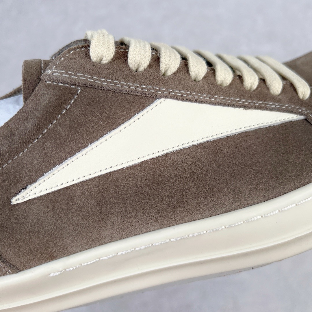 RICK OWENS DRKSHDW RO 圆头 低筒  板鞋 休闲鞋 波鞋 男鞋 女鞋 帆布  灰粽色 麂皮  RU02B2897LVSLPO-7811