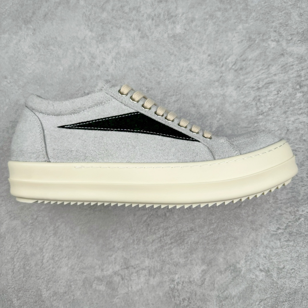 RICK OWENS DRKSHDW RO 圆头 低筒  板鞋 休闲鞋 波鞋 男鞋 女鞋 帆布  灰黑色 麂皮   DS02C5803SHA-6191