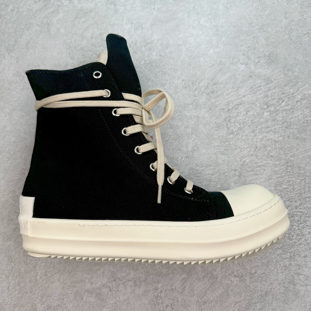 RICK OWENS DRKSHDW RO 圆头 高筒  板鞋 休闲鞋 波鞋 男鞋 女鞋 帆布 黑色 帆布拉链 DU02A3800NDKEH2-911