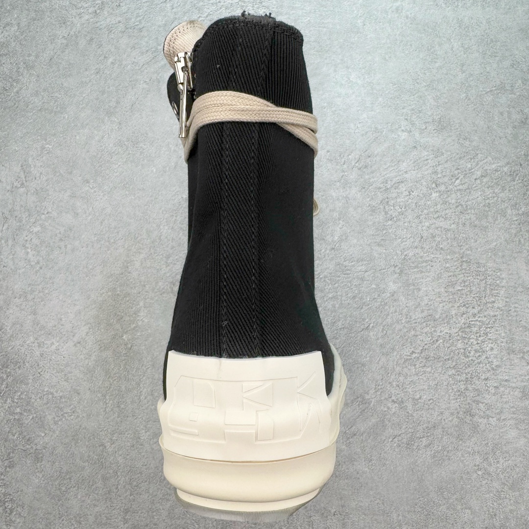 RICK OWENS DRKSHDW RO 圆头 高筒  板鞋 休闲鞋 波鞋 男鞋 女鞋 帆布 黑色 帆布拉链 DU02A3800NDKEH2-911