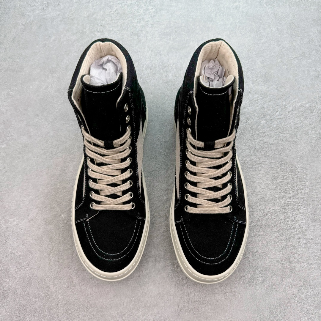 RICK OWENS DRKSHDW RO 圆头 高筒  板鞋 休闲鞋 波鞋 男鞋 女鞋 帆布 黑色 麂皮  DU01D1810NDKLVS-911