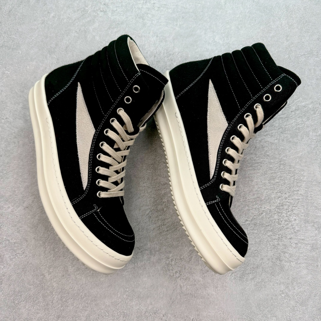 RICK OWENS DRKSHDW RO 圆头 高筒  板鞋 休闲鞋 波鞋 男鞋 女鞋 帆布 黑色 麂皮  DU01D1810NDKLVS-911