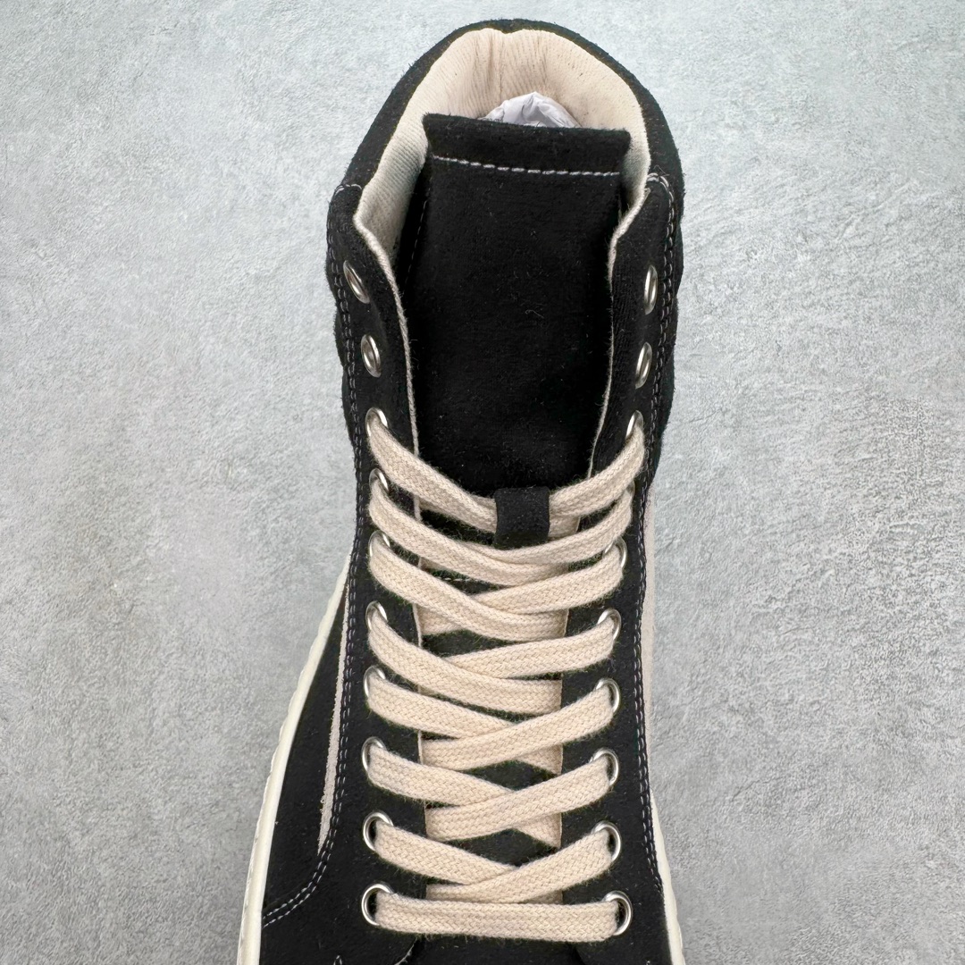 RICK OWENS DRKSHDW RO 圆头 高筒  板鞋 休闲鞋 波鞋 男鞋 女鞋 帆布 黑色 麂皮  DU01D1810NDKLVS-911