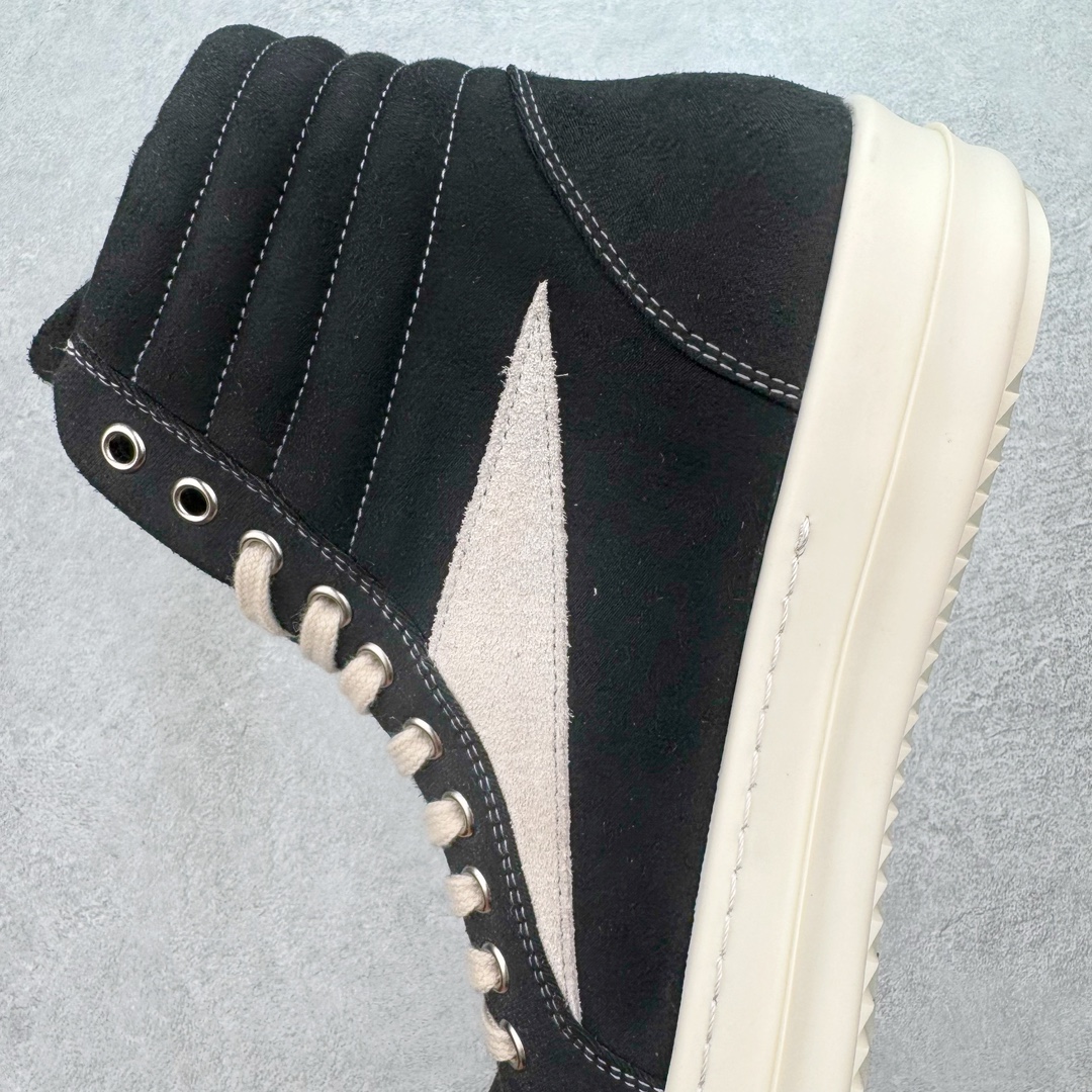RICK OWENS DRKSHDW RO 圆头 高筒  板鞋 休闲鞋 波鞋 男鞋 女鞋 帆布 黑色 麂皮  DU01D1810NDKLVS-911