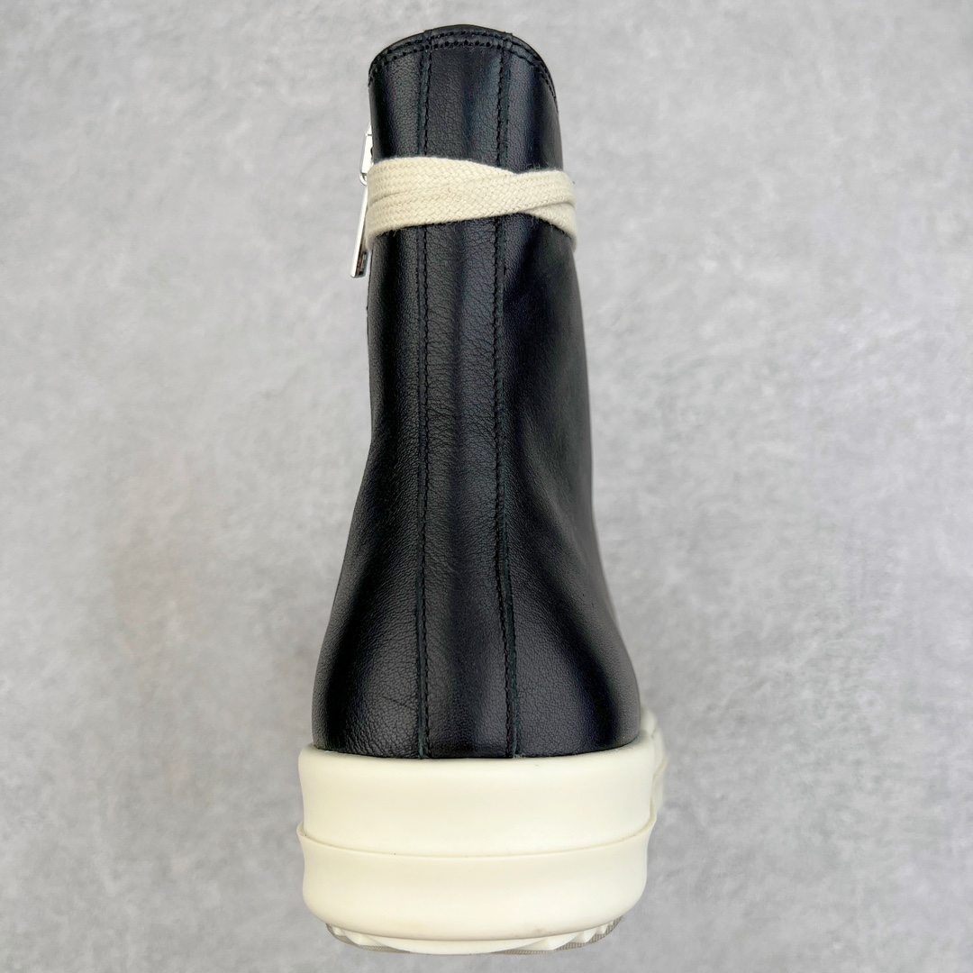 RICK OWENS DRKSHDW RO 圆头 高筒  板鞋 休闲鞋 波鞋 男鞋 女鞋 帆布 黑色 牛皮拉链 RU02E1890LCO-911