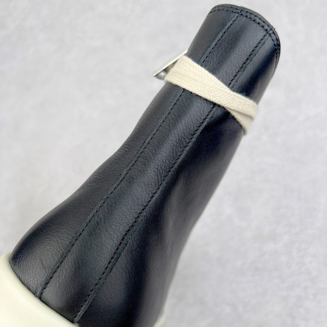 RICK OWENS DRKSHDW RO 圆头 高筒  板鞋 休闲鞋 波鞋 男鞋 女鞋 帆布 黑色 牛皮拉链 RU02E1890LCO-911