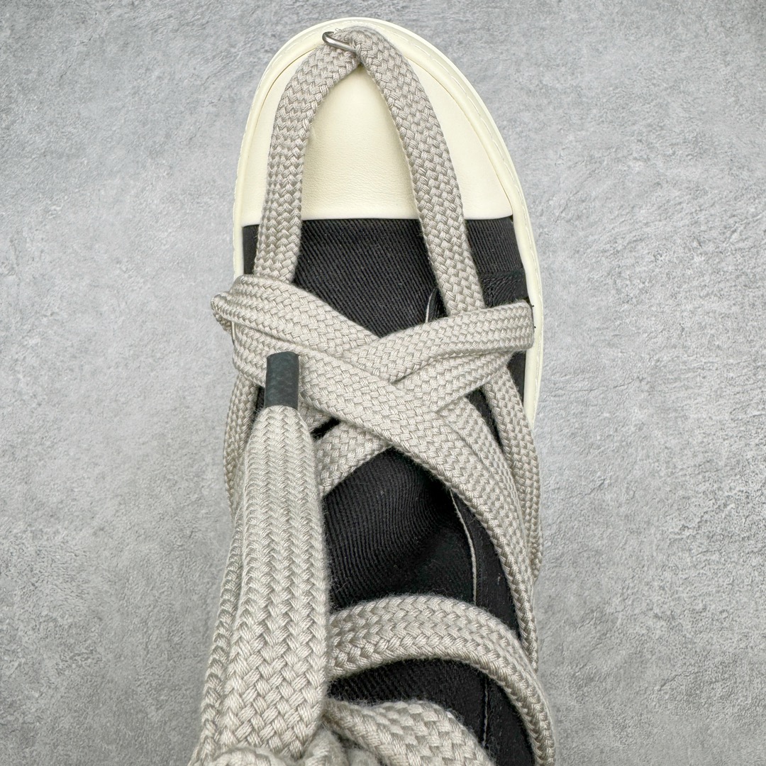 粗鞋带RICK OWENS DRKSHDW RO 圆头 高筒  板鞋 休闲鞋 波鞋 男鞋 女鞋 帆布 黑色 牛仔布拉链 DU02C5805DOW2-9811