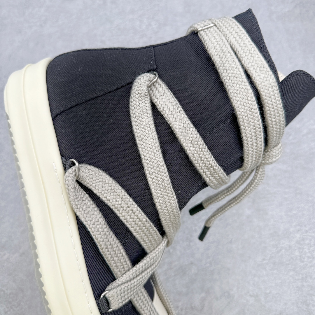 粗鞋带RICK OWENS DRKSHDW RO 圆头 高筒  板鞋 休闲鞋 波鞋 男鞋 女鞋 帆布 黑色 牛仔布拉链 DU02C5805DOW2-9811
