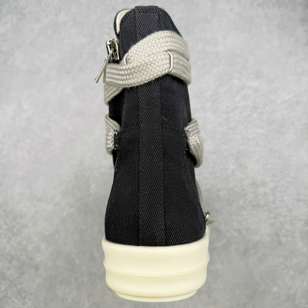 粗鞋带RICK OWENS DRKSHDW RO 圆头 高筒  板鞋 休闲鞋 波鞋 男鞋 女鞋 帆布 黑色 牛仔布拉链 DU02C5805DOW2-9811