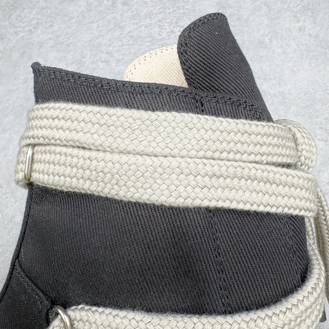 粗鞋带RICK OWENS DRKSHDW RO 圆头 高筒  板鞋 休闲鞋 波鞋 男鞋 女鞋 帆布 黑色 牛仔布拉链 DU02C5805DOW2-9811