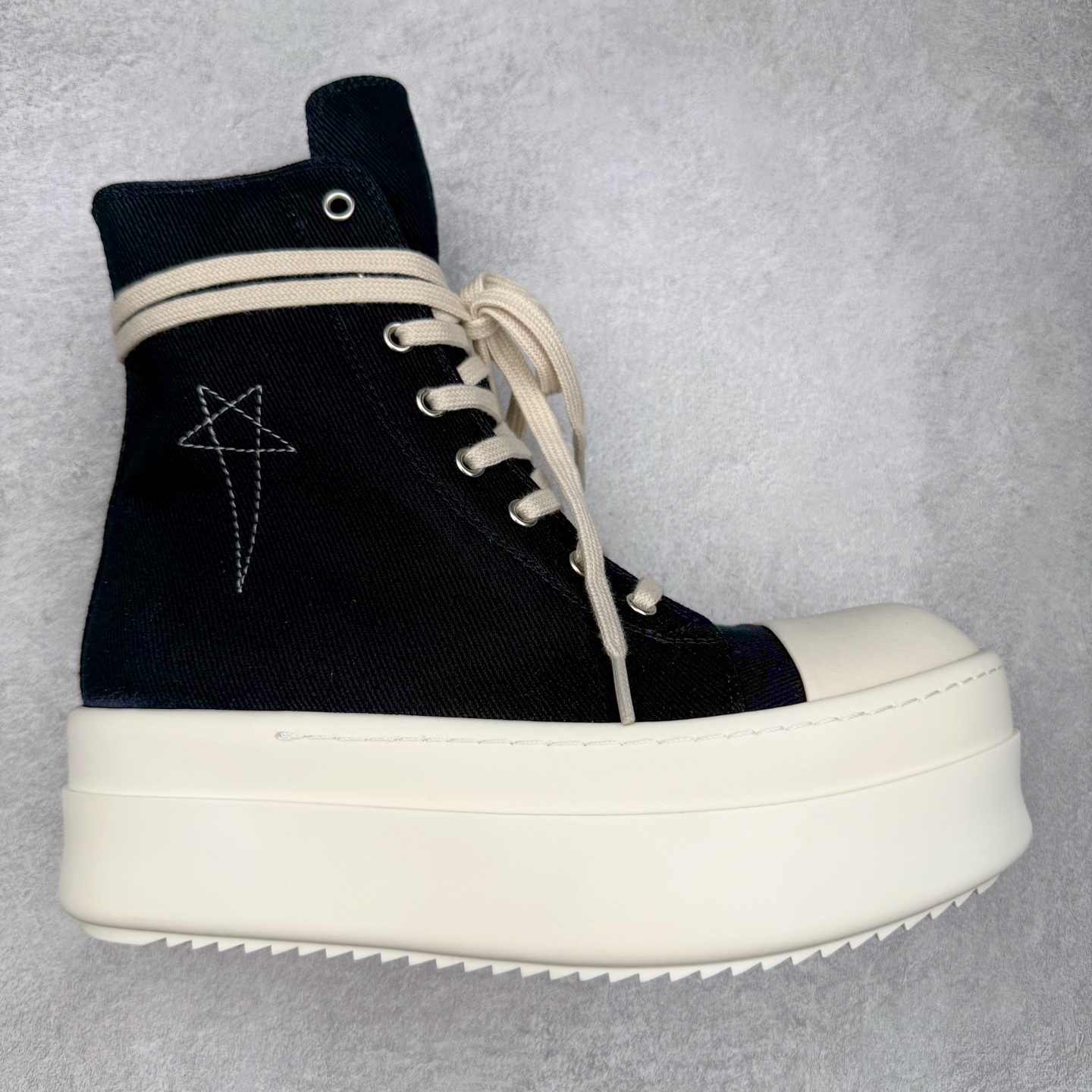 厚底 RICK OWENS DRKSHDW RO 圆头 高筒  板鞋 休闲鞋 波鞋 男鞋 女鞋 帆布 黑色 帆布 DU02D2831DOEM9-9811