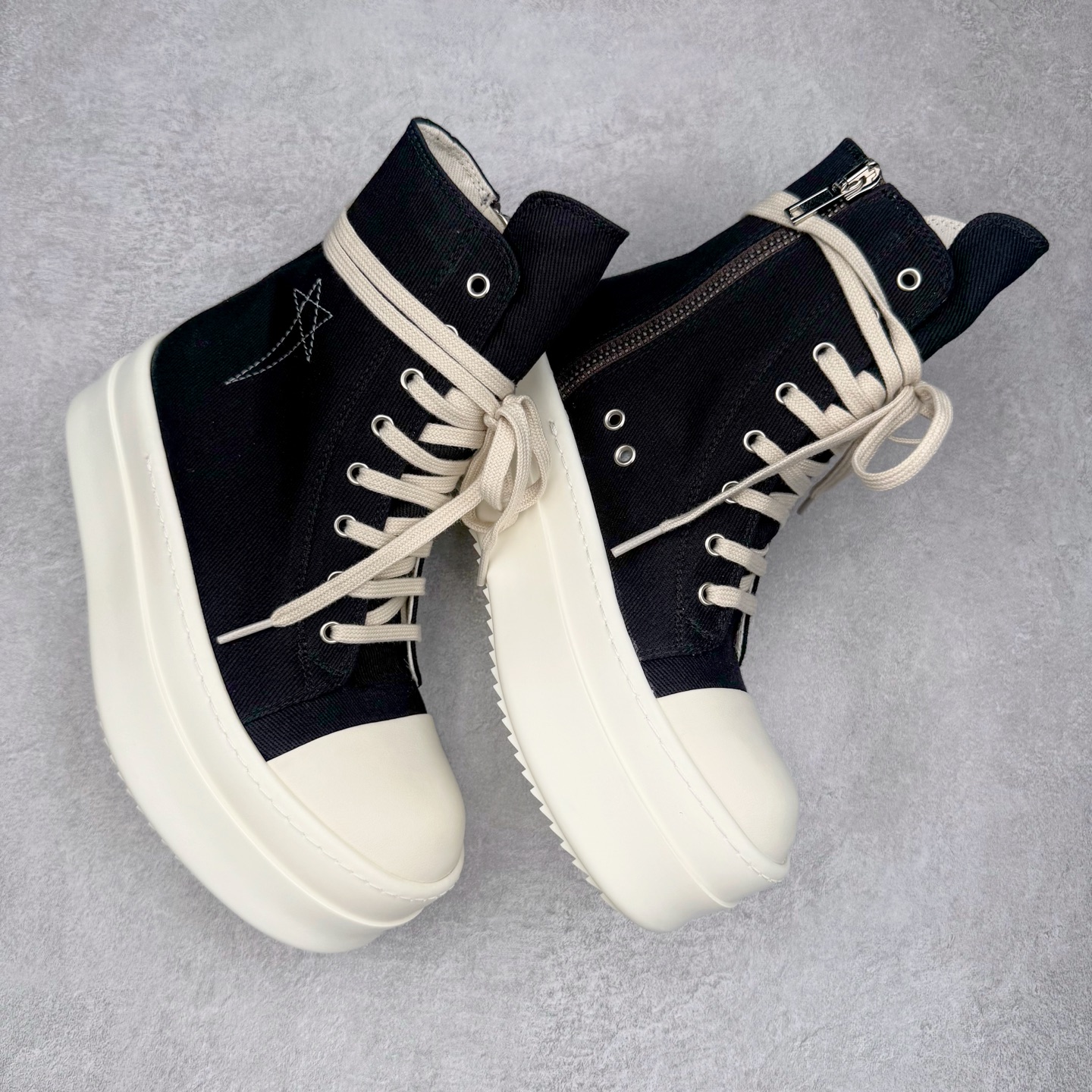 厚底 RICK OWENS DRKSHDW RO 圆头 高筒  板鞋 休闲鞋 波鞋 男鞋 女鞋 帆布 黑色 帆布 DU02D2831DOEM9-9811