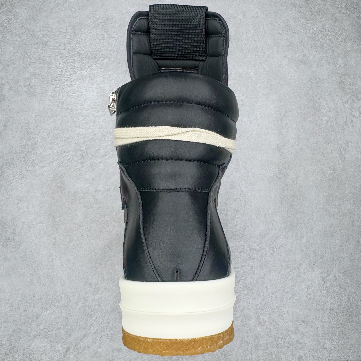 生胶底 RICK OWENS DRKSHDW RO 圆头 高筒  板鞋 休闲鞋 波鞋 男鞋 女鞋 帆布 黑色 皮倒三角 RU02E1801LCO-91