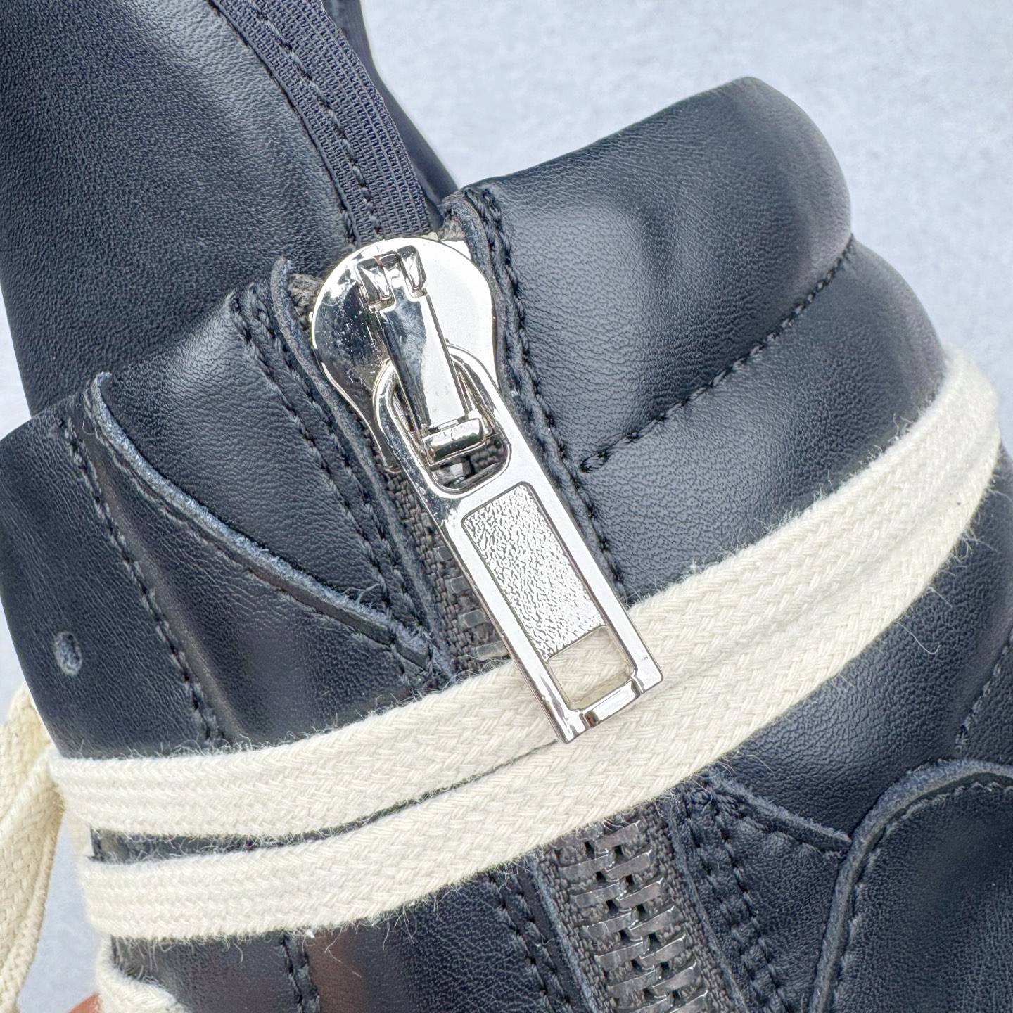 生胶底 RICK OWENS DRKSHDW RO 圆头 高筒  板鞋 休闲鞋 波鞋 男鞋 女鞋 帆布 黑色 皮倒三角 RU02E1801LCO-91