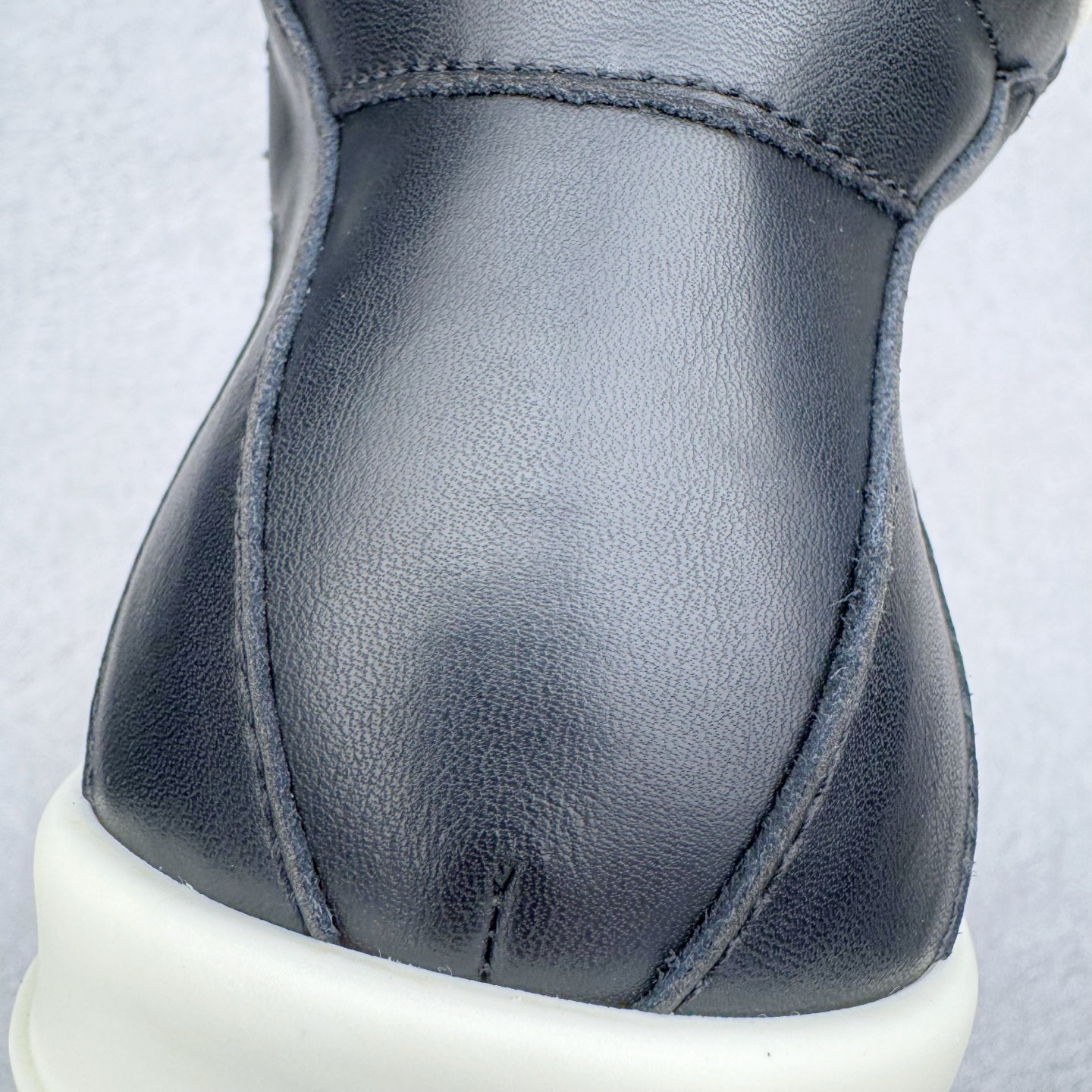 生胶底 RICK OWENS DRKSHDW RO 圆头 高筒  板鞋 休闲鞋 波鞋 男鞋 女鞋 帆布 黑色 皮倒三角 RU02E1801LCO-91