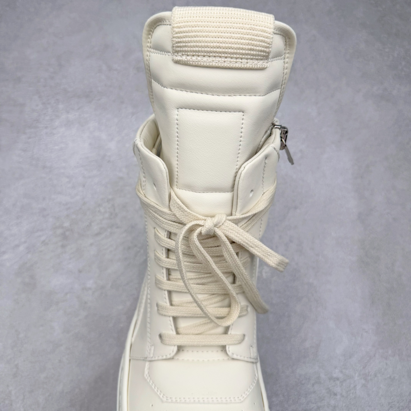 生胶底 RICK OWENS DRKSHDW RO 圆头 高筒  板鞋 休闲鞋 波鞋 男鞋 女鞋 帆布 白色 皮倒三角 RU02E1801LCO-111