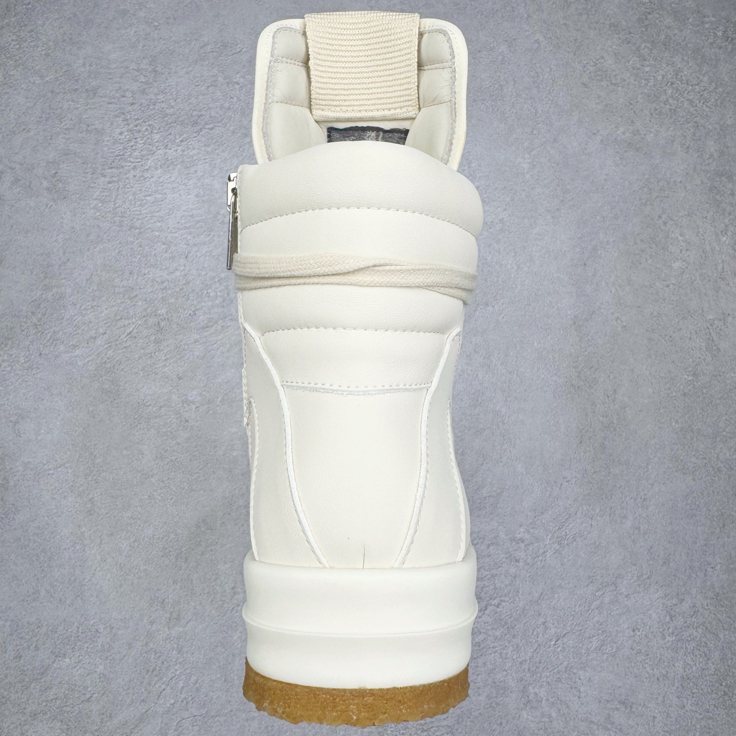 生胶底 RICK OWENS DRKSHDW RO 圆头 高筒  板鞋 休闲鞋 波鞋 男鞋 女鞋 帆布 白色 皮倒三角 RU02E1801LCO-111