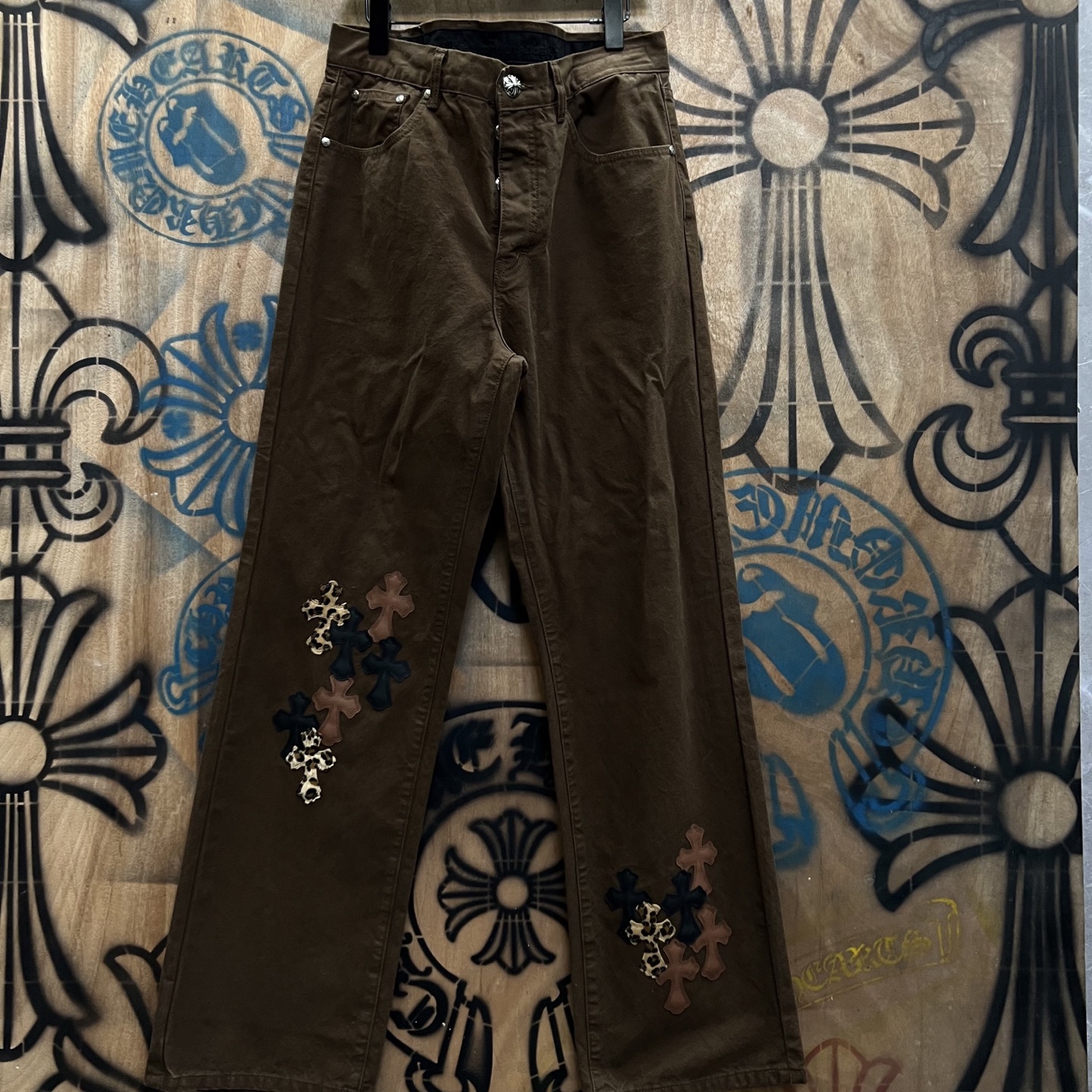 Chrome Hearts 克罗心  限定系列  925银 牛皮辅料 裤子 长裤 棕色 