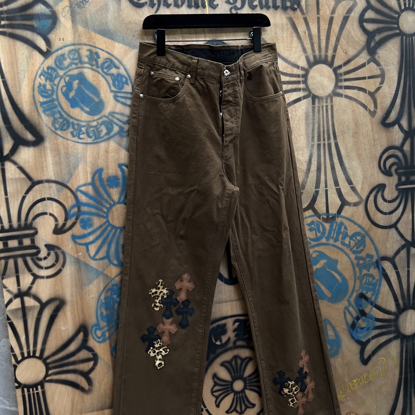 Chrome Hearts 克罗心  限定系列  925银 牛皮辅料 裤子 长裤 棕色 