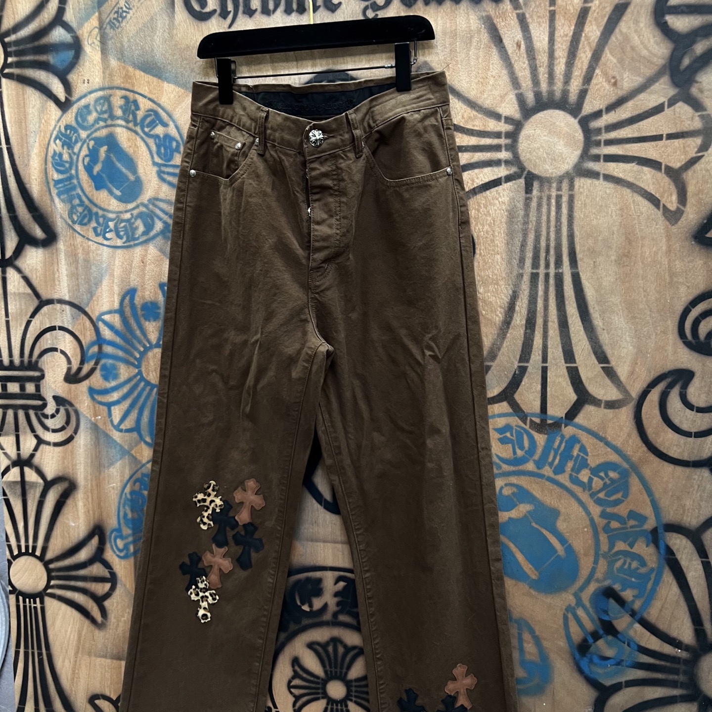 Chrome Hearts 克罗心  限定系列  925银 牛皮辅料 裤子 长裤 棕色 