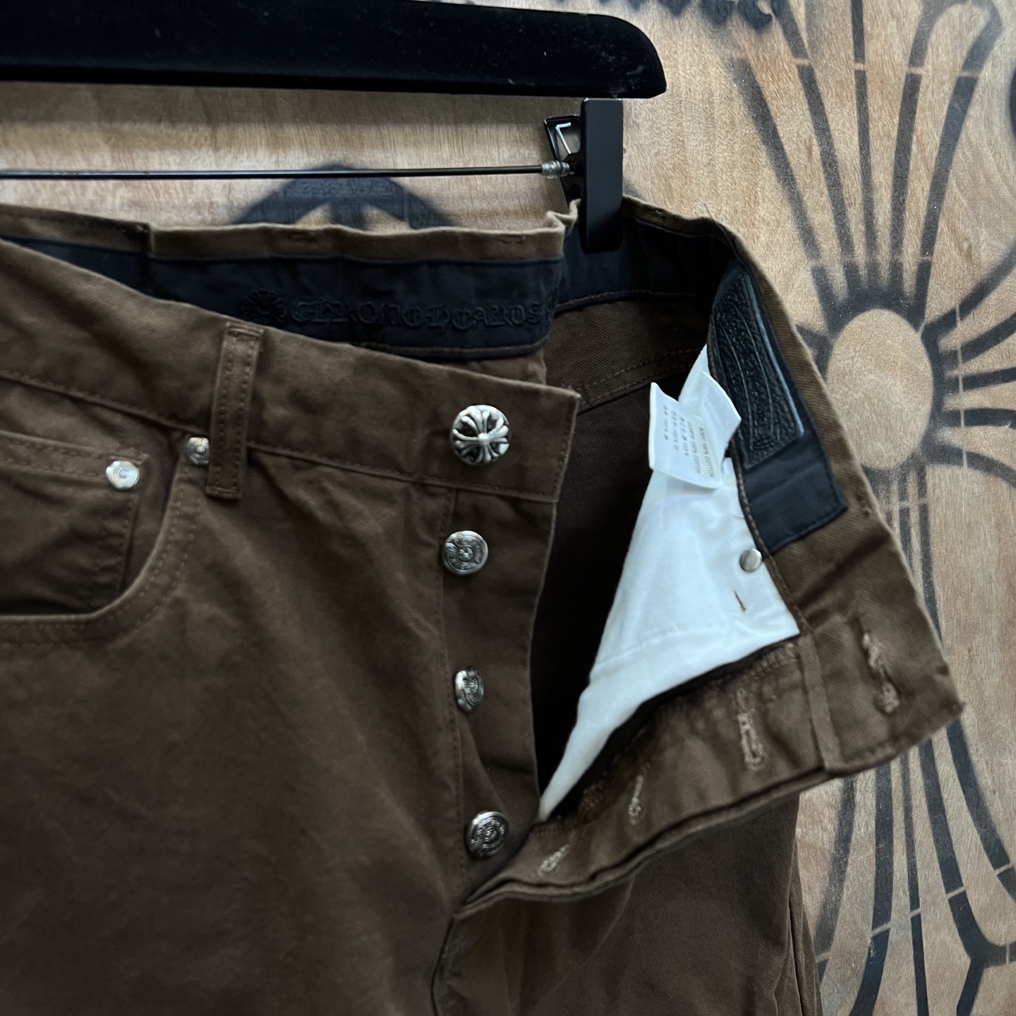 Chrome Hearts 克罗心  限定系列  925银 牛皮辅料 裤子 长裤 棕色 