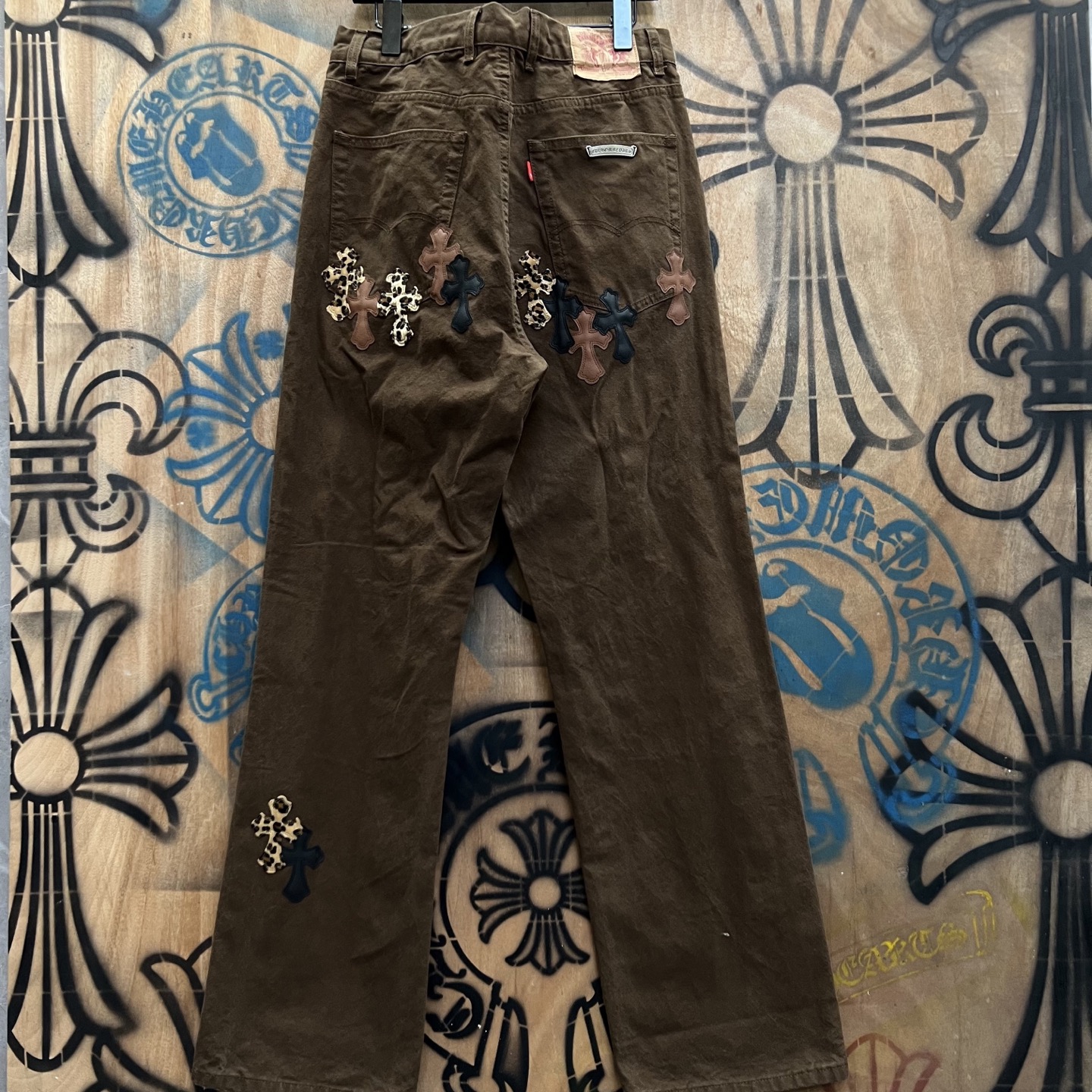 Chrome Hearts 克罗心  限定系列  925银 牛皮辅料 裤子 长裤 棕色 