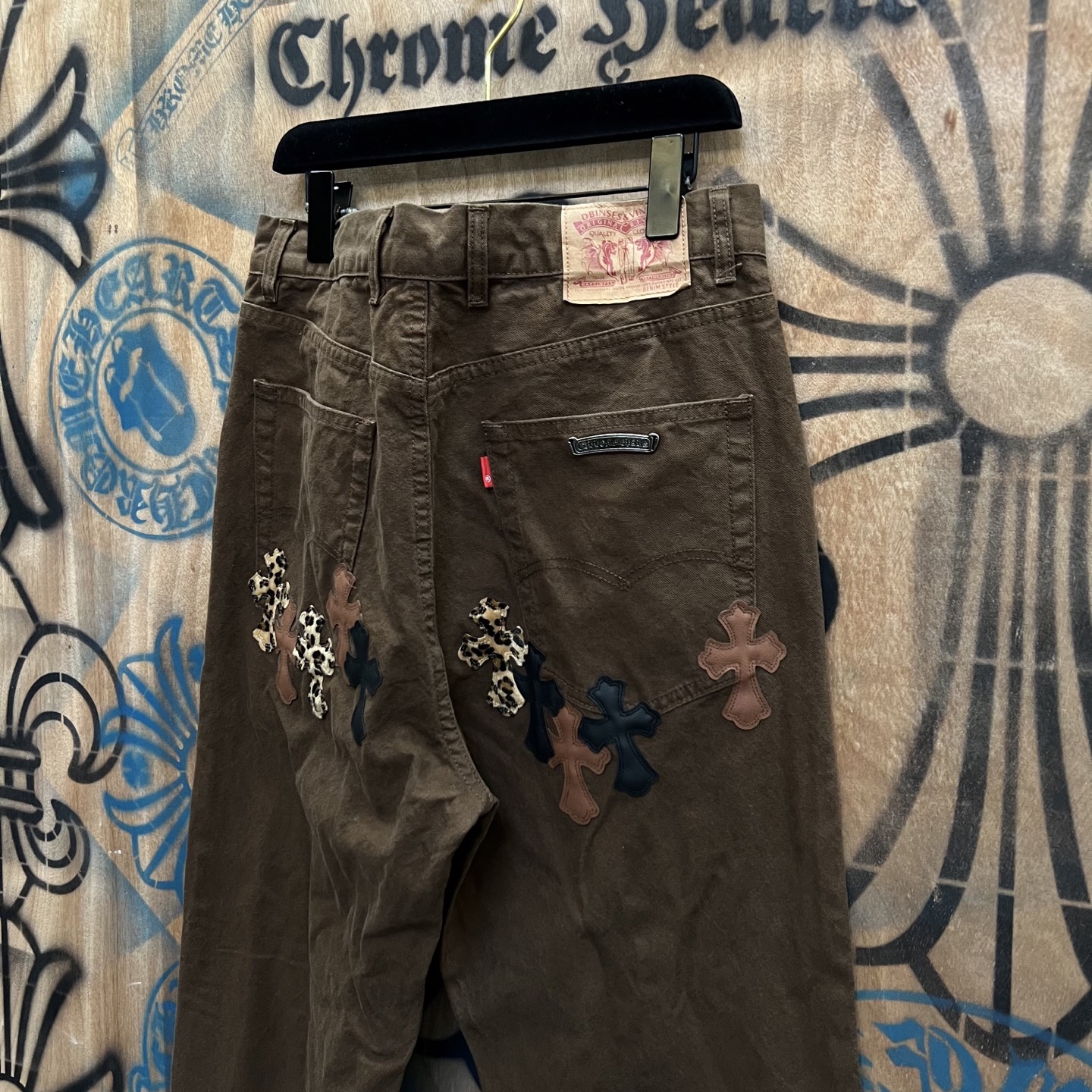 Chrome Hearts 克罗心  限定系列  925银 牛皮辅料 裤子 长裤 棕色 