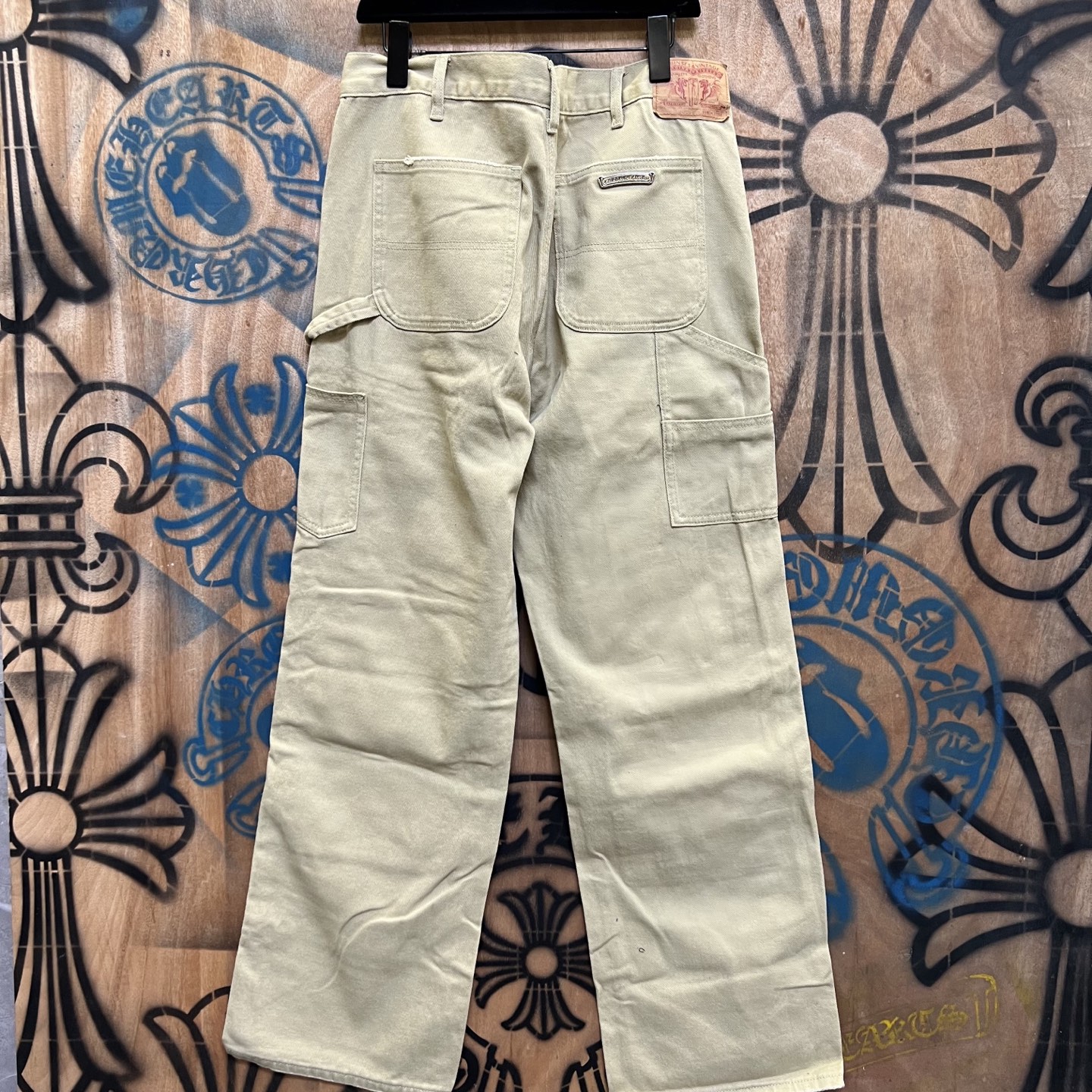 Chrome Hearts 克罗心 高街 字母图案复古 925银 牛皮辅料 水洗 工装 裤子 长裤  卡其灰 