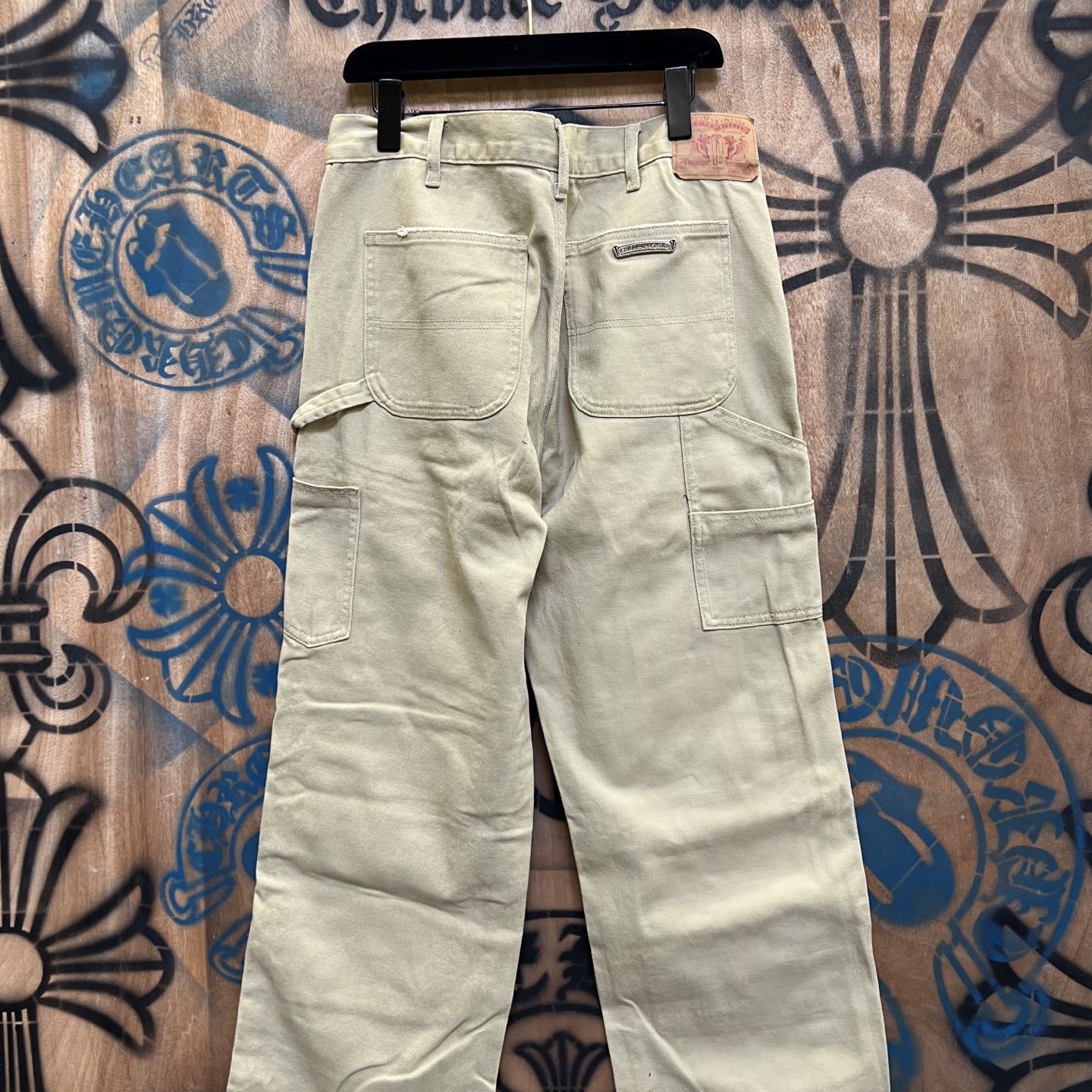 Chrome Hearts 克罗心 高街 字母图案复古 925银 牛皮辅料 水洗 工装 裤子 长裤  卡其灰 