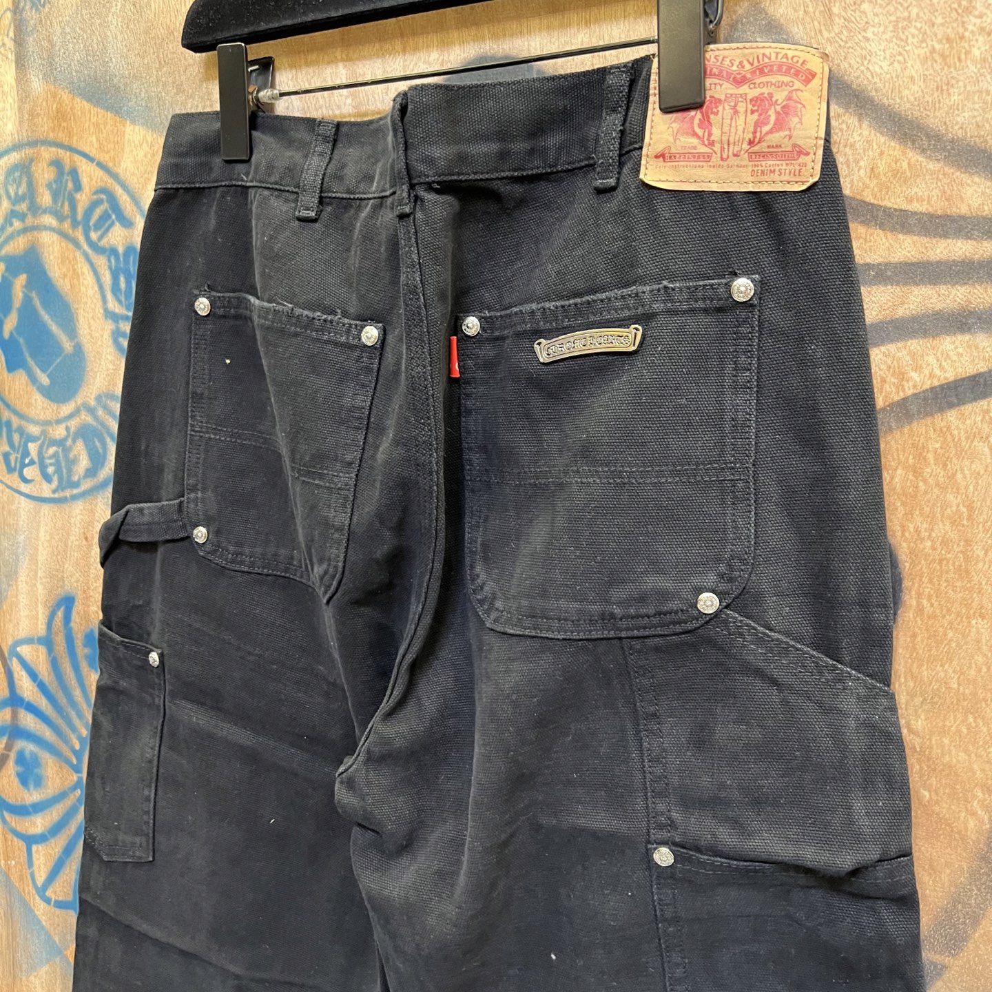 Chrome Hearts 克罗心 高街 字母图案复古 925银 牛皮辅料 水洗 工装 裤子 长裤 黑色