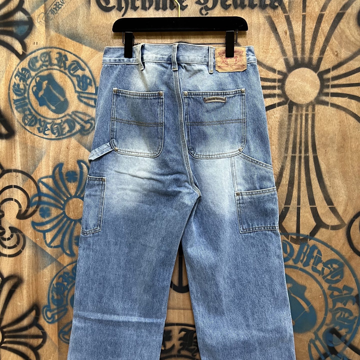 Chrome Hearts 克罗心 高街 字母图案复古 925银 牛皮辅料 水洗 工装 裤子 长裤 水洗蓝