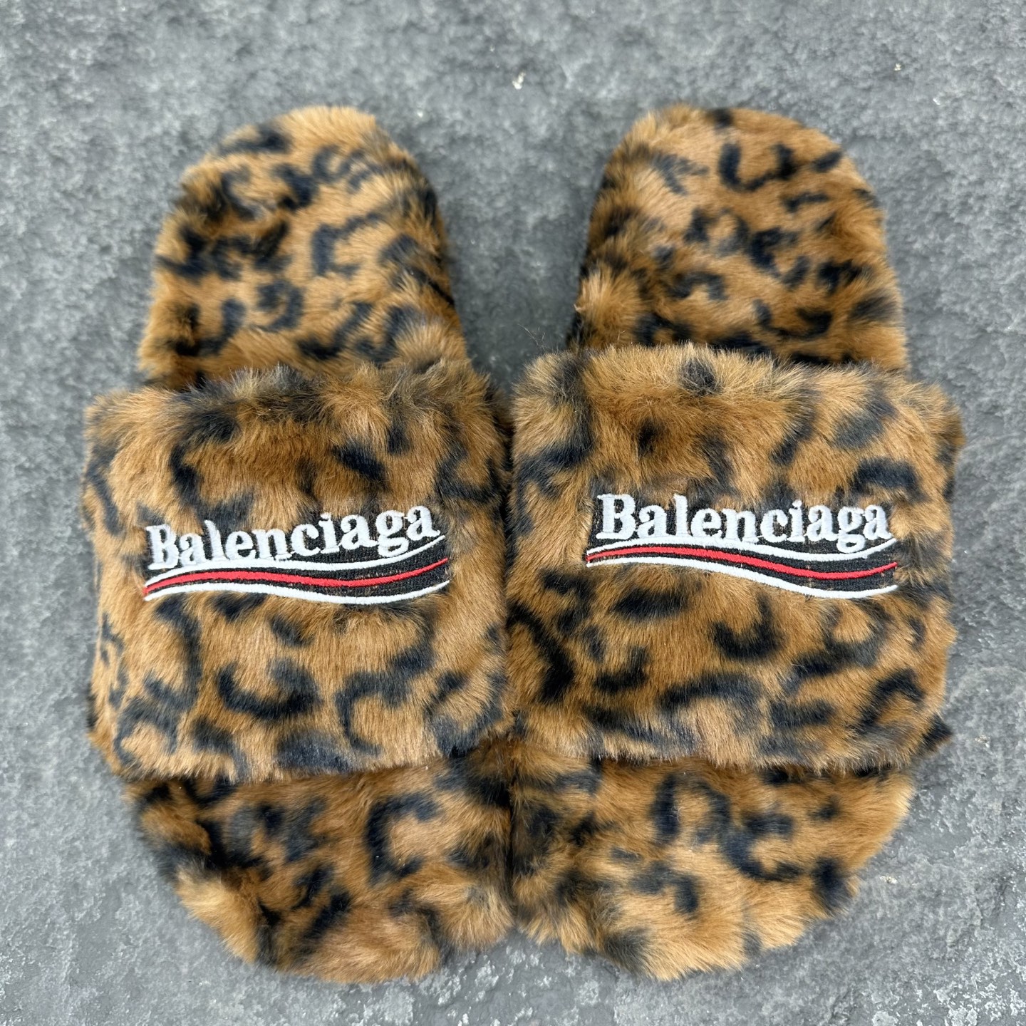 Balenciaga  巴黎世家 毛拖鞋  低筒  平底  户外室内 凉拖 男款 豹纹