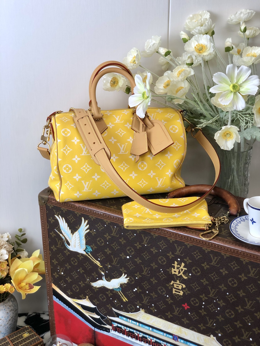 LOUIS VUITTON 路易威登 LV 𝑺𝒑𝒆𝒆𝒅𝒚 𝑷𝟗 𝑩𝒂𝒏𝒅𝒐𝒖𝒍𝒊𝒆𝒓𝒆 𝟑𝟎 可拆卸肩带 LV牛皮革 斜挎包 单肩包 双肩包 水桶 手提包 黄色 𝑴𝟐𝟒𝟒𝟐𝟖