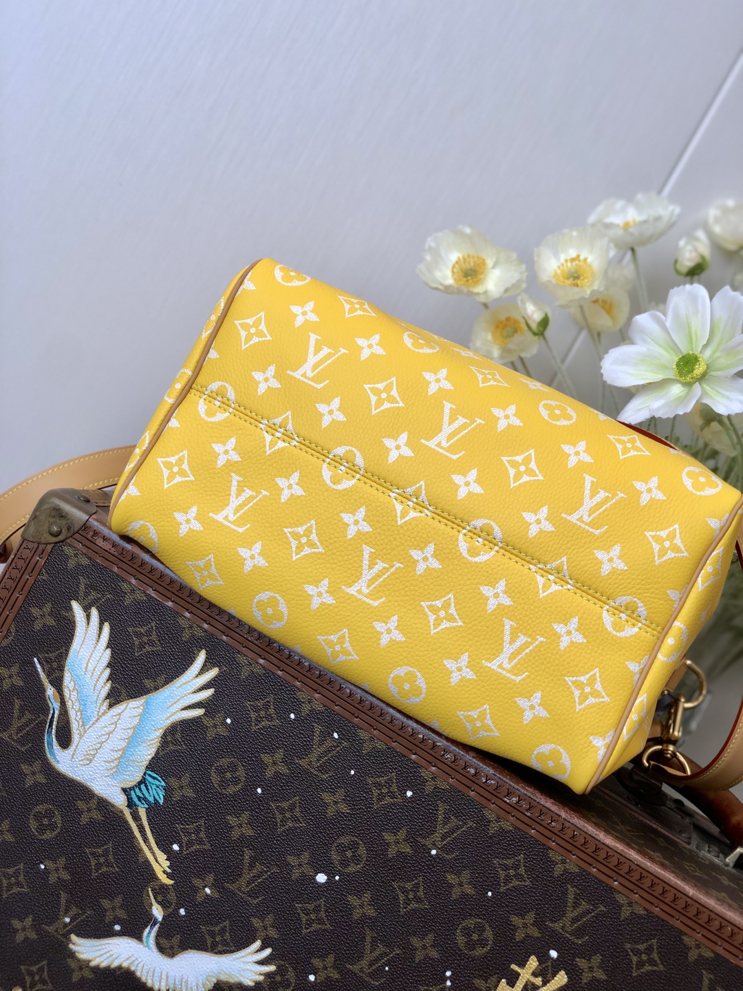 LOUIS VUITTON 路易威登 LV 𝑺𝒑𝒆𝒆𝒅𝒚 𝑷𝟗 𝑩𝒂𝒏𝒅𝒐𝒖𝒍𝒊𝒆𝒓𝒆 𝟑𝟎 可拆卸肩带 LV牛皮革 斜挎包 单肩包 双肩包 水桶 手提包 黄色 𝑴𝟐𝟒𝟒𝟐𝟖