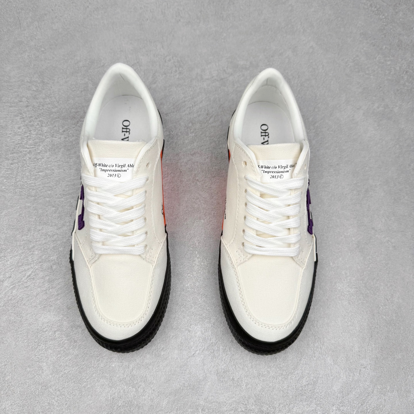 OFF-WHITE ulcanized 织物 低筒 系带圆头 时尚板鞋 男款 女款 白紫 OMIA085R21FAB0010137