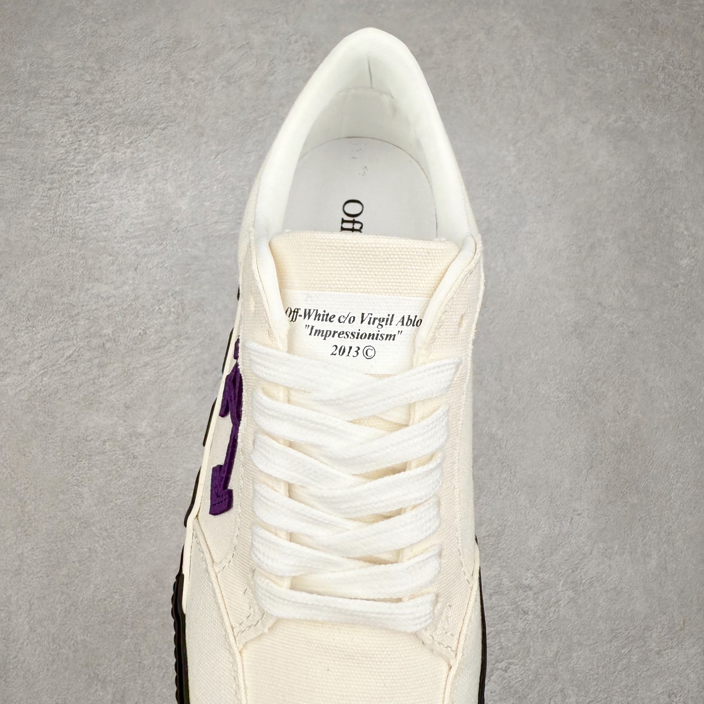 OFF-WHITE ulcanized 织物 低筒 系带圆头 时尚板鞋 男款 女款 白紫 OMIA085R21FAB0010137