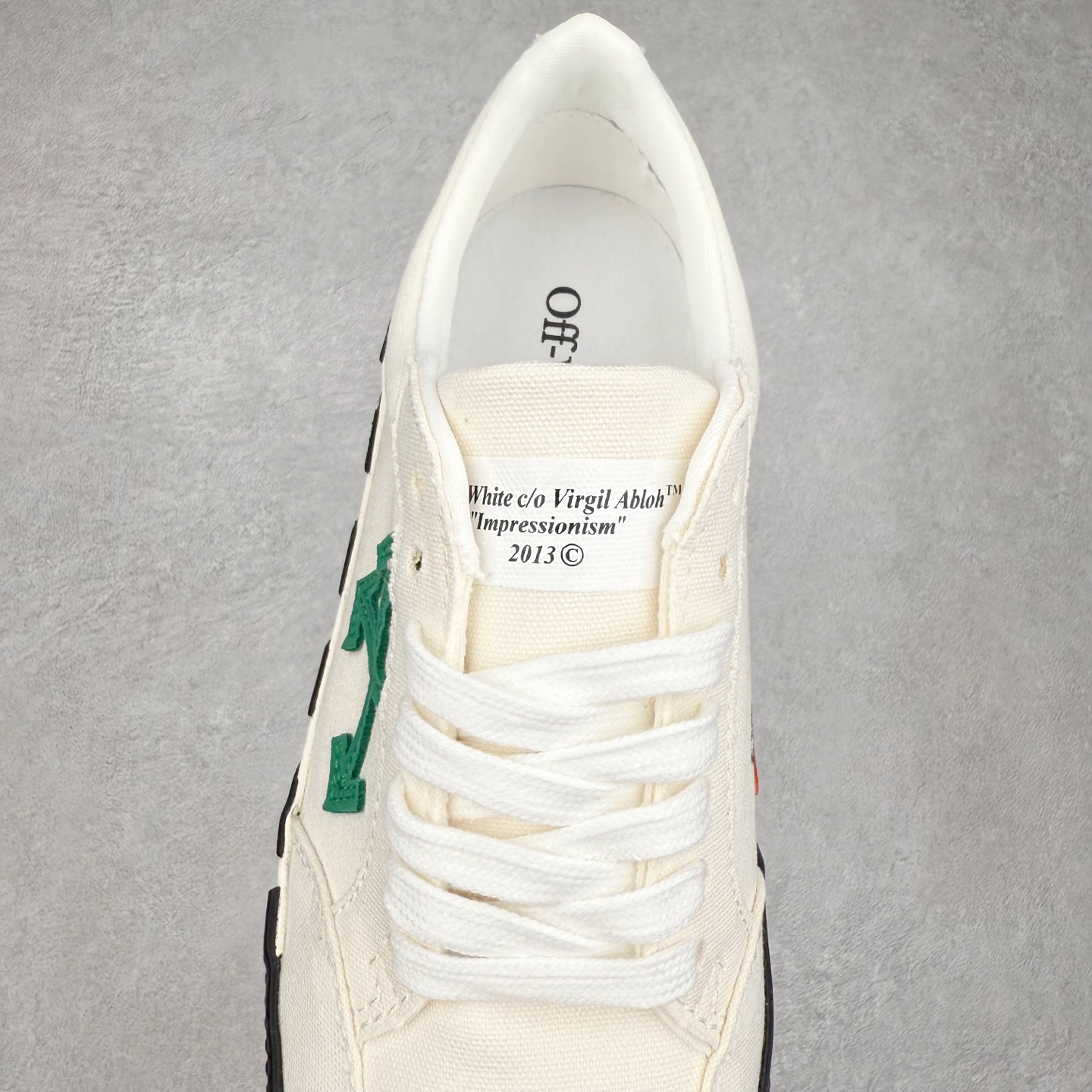  OFF-WHITE ulcanized 织物 低筒 系带圆头 时尚板鞋 男款 女款 白绿 OMIA085F22FAB0010155