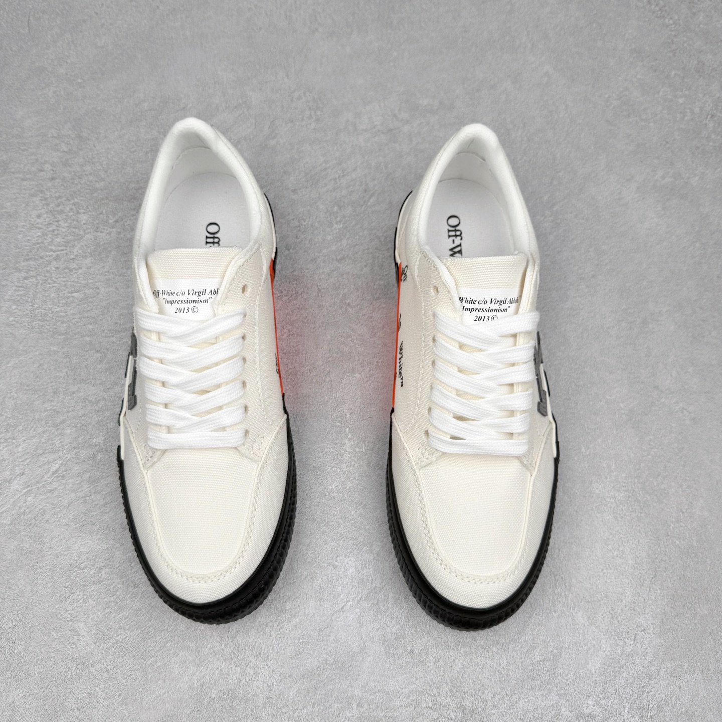 OFF-WHITE ulcanized 织物 低筒 系带圆头 时尚板鞋 男款 女款 白灰 OMIA085S23LEA0050145