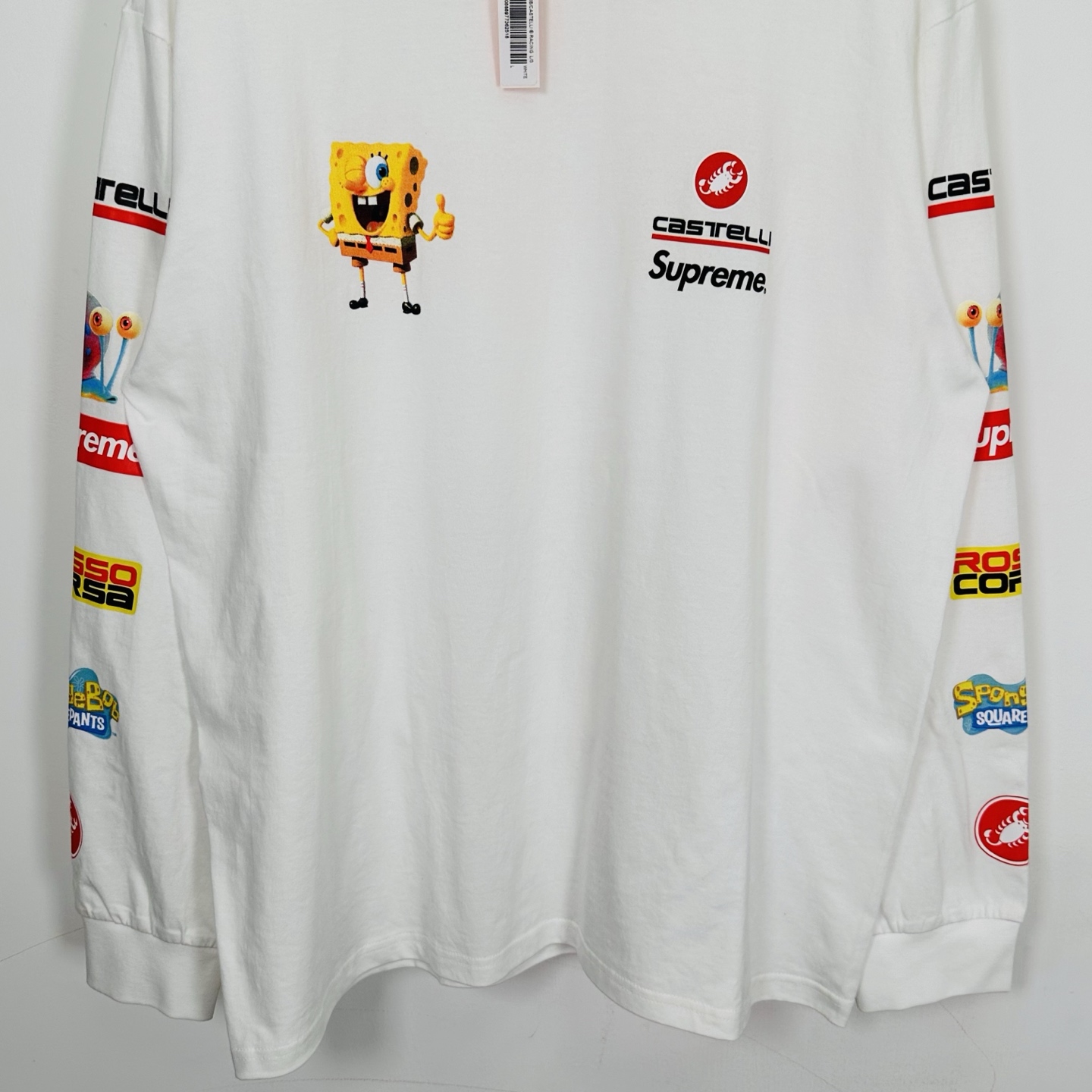 Supreme 海绵宝宝 联名款 SS25 WEEK11 Racing L/S Tee 图案舒适套头长袖美式潮流毛衣  男女同款 SUP-SS25-250