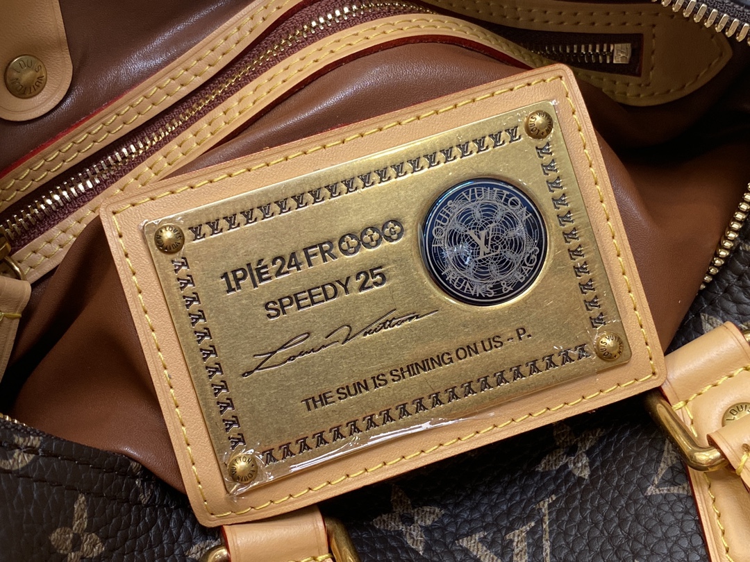 LOUIS VUITTON 路易威登 LV Speedy 25 可拆卸肩带 LV牛皮革 斜挎包 单肩包 双肩包 水桶 手提包 棕色 M24443
