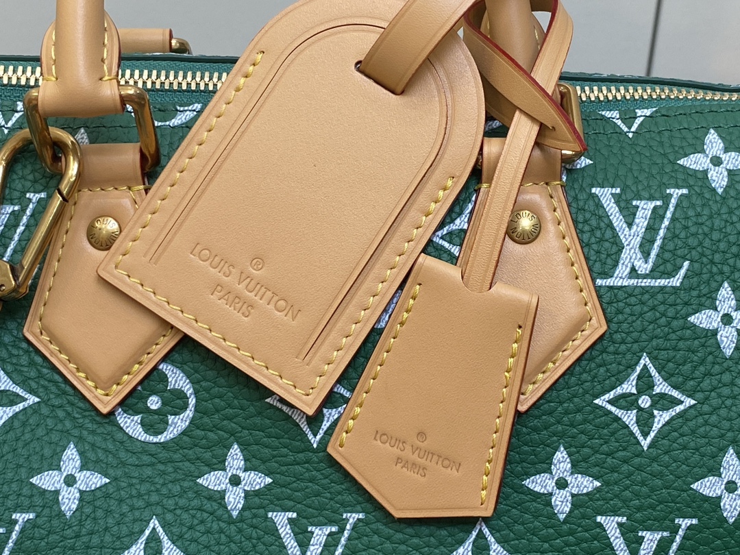 LOUIS VUITTON 路易威登 LV Speedy 25 可拆卸肩带 LV牛皮革 斜挎包 单肩包 双肩包 水桶 手提包 绿色 M24423