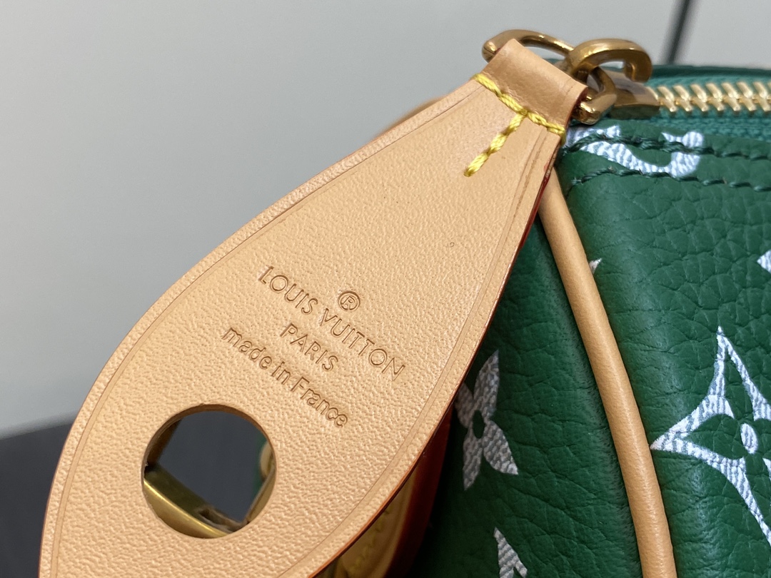 LOUIS VUITTON 路易威登 LV Speedy 25 可拆卸肩带 LV牛皮革 斜挎包 单肩包 双肩包 水桶 手提包 绿色 M24423