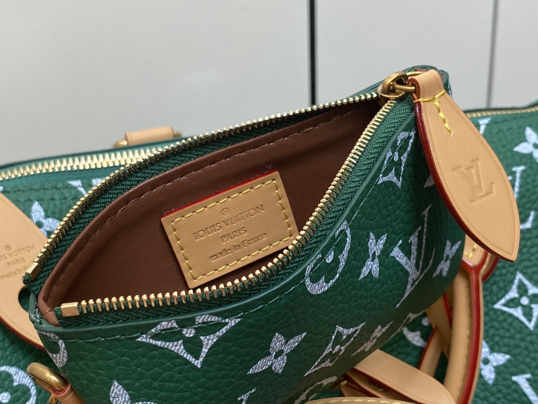 LOUIS VUITTON 路易威登 LV Speedy 25 可拆卸肩带 LV牛皮革 斜挎包 单肩包 双肩包 水桶 手提包 绿色 M24423