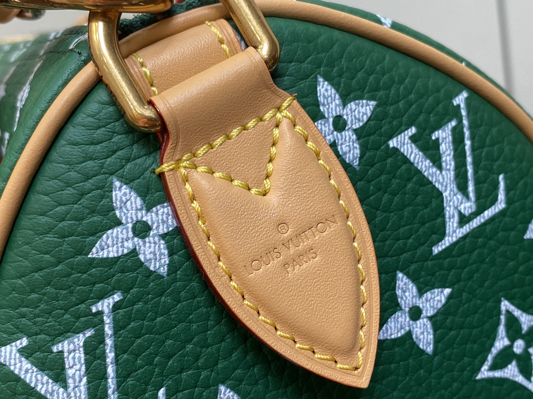 LOUIS VUITTON 路易威登 LV Speedy 25 可拆卸肩带 LV牛皮革 斜挎包 单肩包 双肩包 水桶 手提包 绿色 M24423