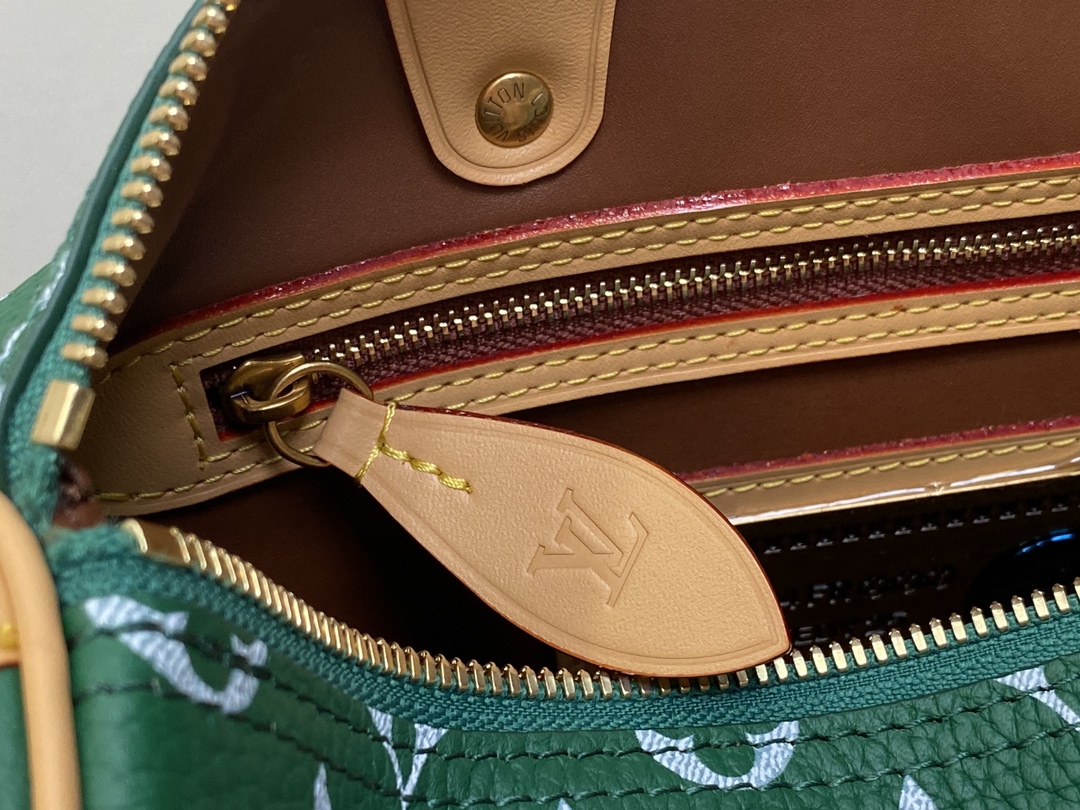 LOUIS VUITTON 路易威登 LV Speedy 25 可拆卸肩带 LV牛皮革 斜挎包 单肩包 双肩包 水桶 手提包 绿色 M24423